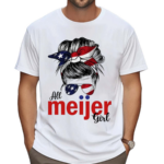 Messy Bun All Meijer Girl American Flag Shirt