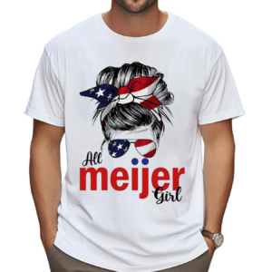 Messy Bun All Meijer Girl American Flag Shirt