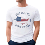 Women’s God shed His grace on thee Flag Print Shirt