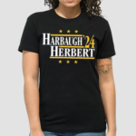 Trader Aaron Wearing Harbaugh Herbert 2024 Shirt