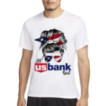 All US Bank Girl Messy Bun US Flag Shirt