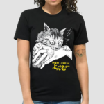 Zade Wearing Junji Ito’s Cat Diary Yon & Mu Cat Bite Shirt