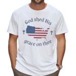 Women’s God shed His grace on thee Flag Print Shirt