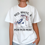 Red White And Pew Pew Pew Cat 4th July Shirt