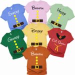 Seven Dwarfs Snow White Inspired Halloween Costume For Family Group Matching Shirt, Seven Dwarfs Cosplay Matching Shirt