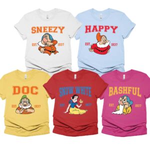 Custom Snow White And Bashful Doc Dopey Happy Sleepy Grumpy Sneezy Family Matching Shirt