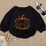 Custom Name Pumpkin Halloween Matching Baby Romper