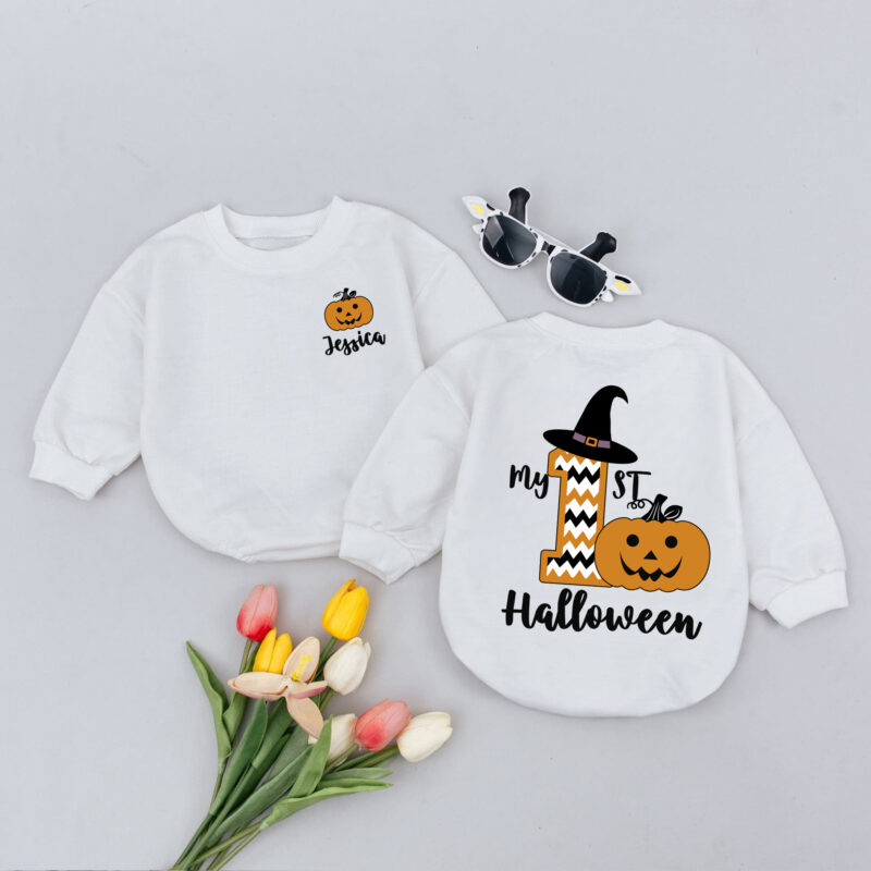 Custom My 1st Pumpkin Halloween Matching Baby Romper