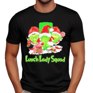 Three The Santa Grinch Gnomes Lunch Lady Squad Merry Christmas Shirt