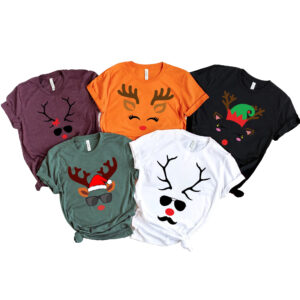 Reindeer Winter Deer Face Winter Women Custom Matching Christmas For Family Shirt