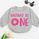 Custom Half Way To One Donut Birthday Matching Baby Romper