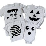 Custom Pumpkin Face Halloween Costume Group Matching Shirt