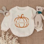 Custom Name Pumpkin Halloween Matching Baby Romper