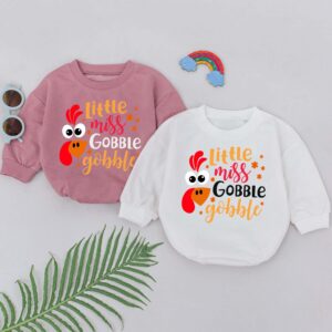 Little Miss Gobble Gobble Thanksgiving Matching Baby Romper