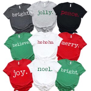 Jolly Merry Bright Noel Custom Matching Christmas Shirts For Family, Family Pajamas Shirt