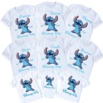 Custom Name Stitch Family Matching Birthday Shirt