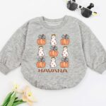 Personalized Pumpkin Spooky Halloween Matching Baby Romper