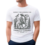 Expect The Unexpected Animally Apparel Canadian Sasquatch Riding A Moose Est 2024 Shirt