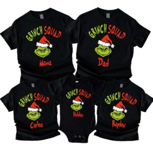 Grinch Squad Custom Name Christmas Matching Shirt