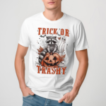 Raccoon With Pumpkin Trick Or Trashy Halloween Shirt