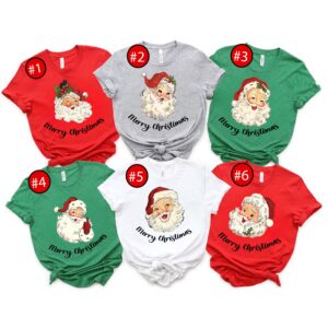 Custom Retro Santa Merry Christmas Matching Christmas Shirt