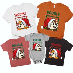 Chip And Dale Double Trouble Christmas Couples Shirt, Double Trouble Christmas Group Costume Shirt