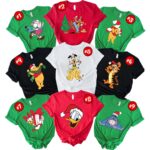 Winnie Pluto Tigger Donald Duck Eeyore Personalized Family Matching Christmas Group Shirt