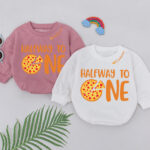 Custom Half Way To One Pizza Birthday Matching Baby Romper