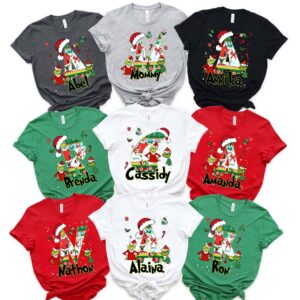 Custom Grinch With Name For Family Matching Christmas Shirt