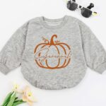 Custom Name Pumpkin Halloween Matching Baby Romper