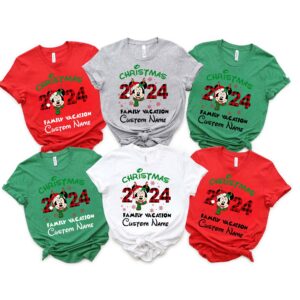 Custom Minnie Mouse Christmas 2024 Family Vacation Christmas Matching Shirt