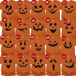 Halloween Pumpkin Face Costume Group Shirt, Custom Halloween Pumpkin Face Party Group Shirt