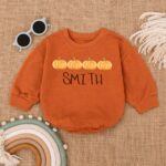 Personalized Pumpkin Halloween Matching Baby Romper