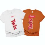 Twix Left And Right Couple Shirt, Candy Twix Halloween Costume Group Matching Shirt