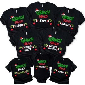 Custom Grinch Squad Family Matching Christmas Shirt