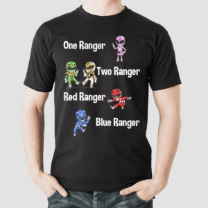 Mighty Morphin Power Rangers In The Style Of One Fish Two Fish Red Fish Blue Fish Shirt