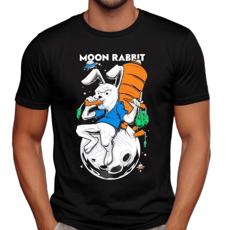 Rabbit Eating Carrots On The Moon Art Shirt