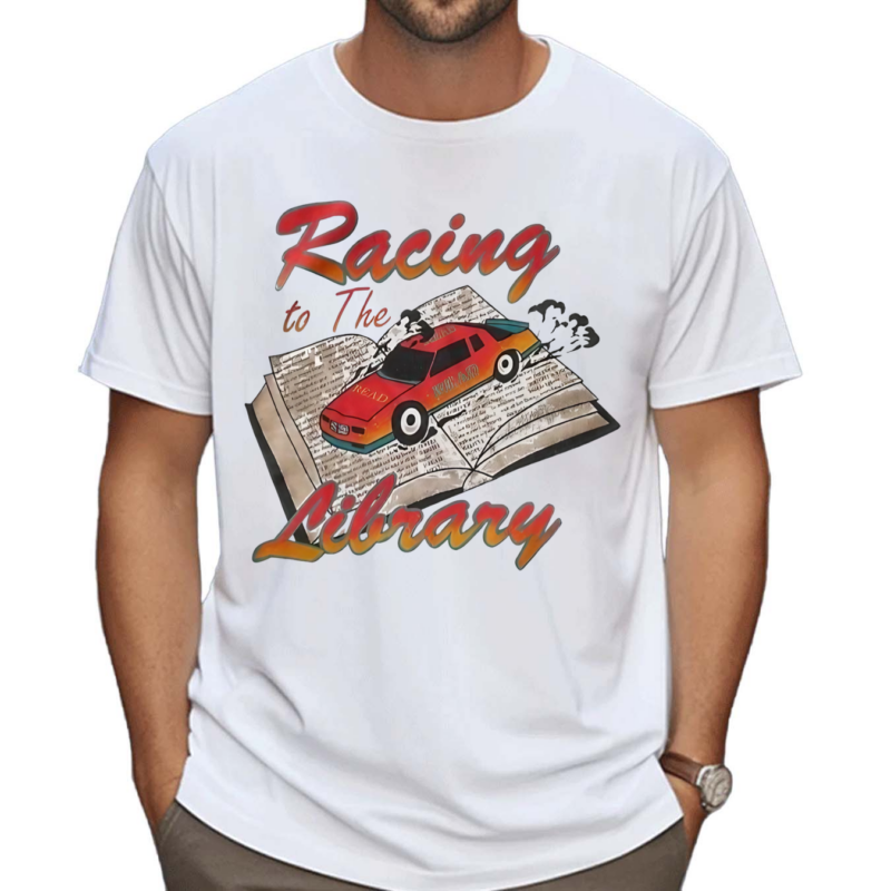 Racing To The Library Read Book Shirt