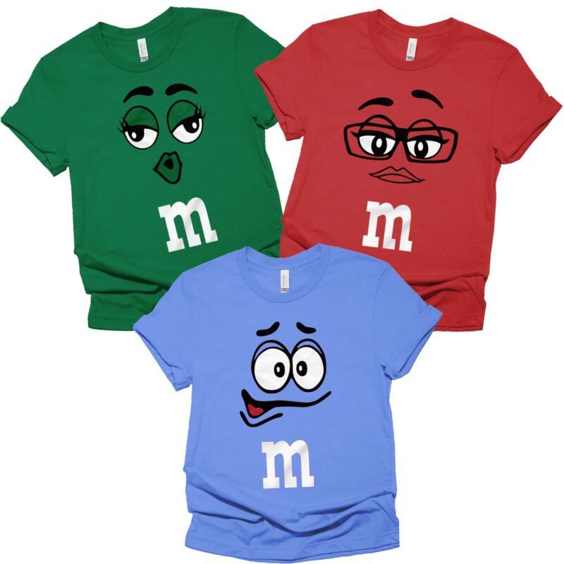 M And M Faces Halloween Costume Shirt, M M Face Matching Halloween Costume Shirt, Family Halloween Costumes Shirt, Candy Group Matching Shirt