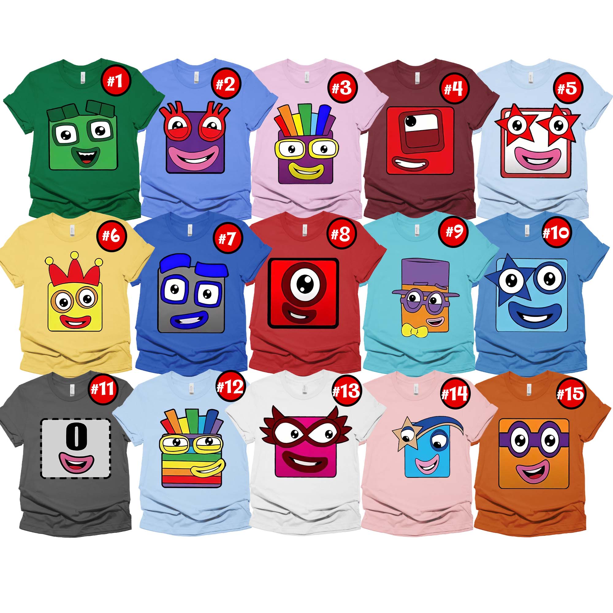 Numberblocks Family Costume Group Matching Shirt, Numberblocks Birthday Shirt