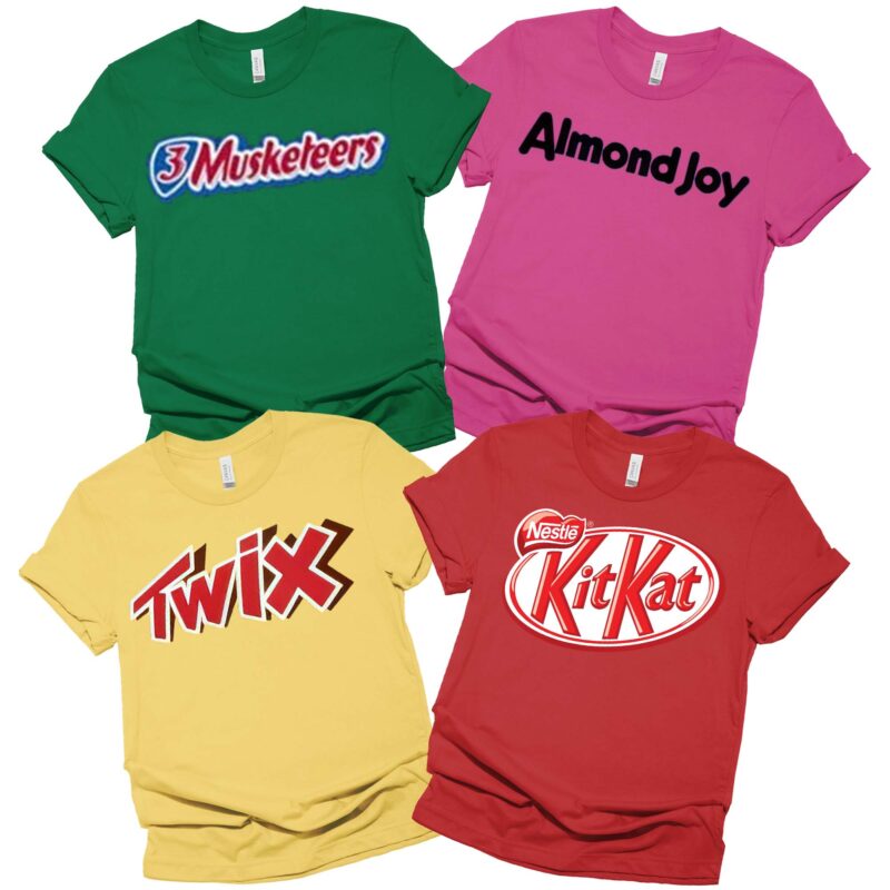 Almond Joy Twix BabyRuth KitKat Candy Halloween Costume Group Matching Shirt, Candy Family Matching Christmas Shirt