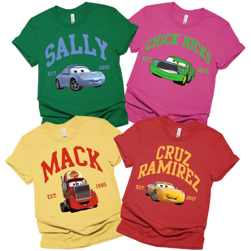 Mcqueen Ramone Sally Mack Mater Guido Fillmore Sarge Cars Movie Halloween Family Matching Shirt