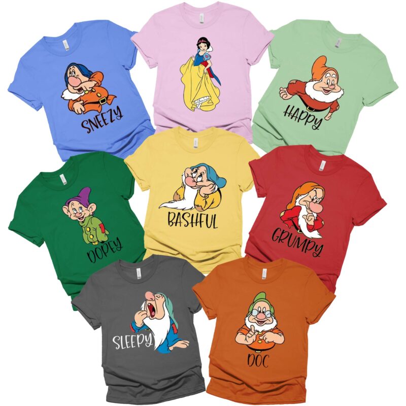 Snow White And Seven Dwarfs Halloween Party Group Matching Shirt, Seven Dwarfs Group Shirt