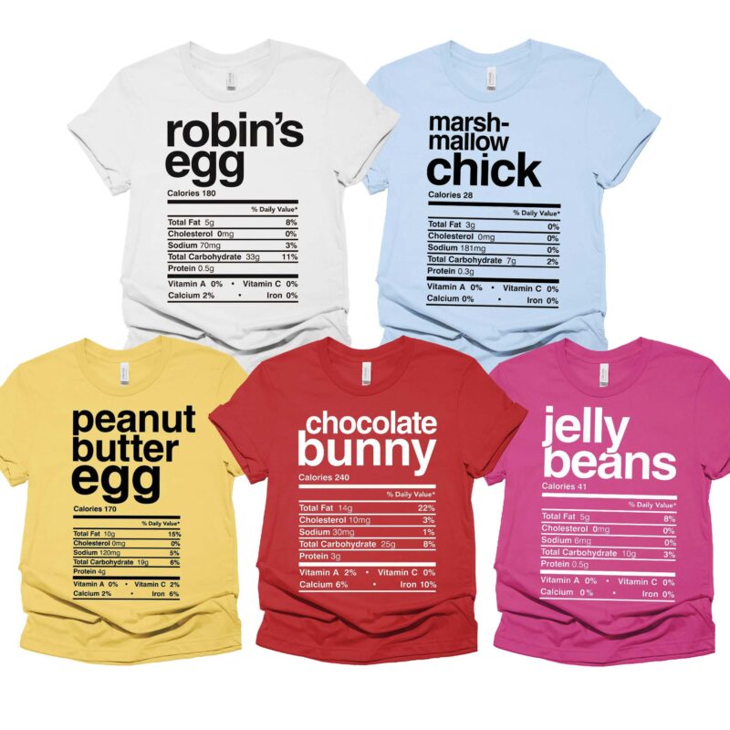 Easter Food With Nutrition Facts Matching Easter Family Group Shirt