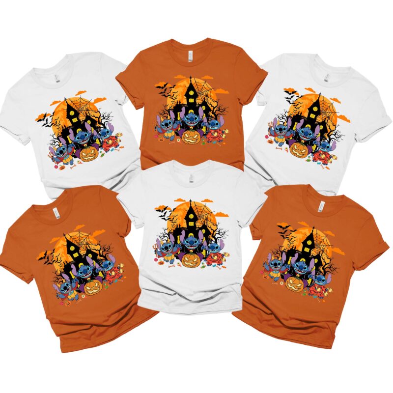 Stitch Pumkin Halloween Matching Party Shirt