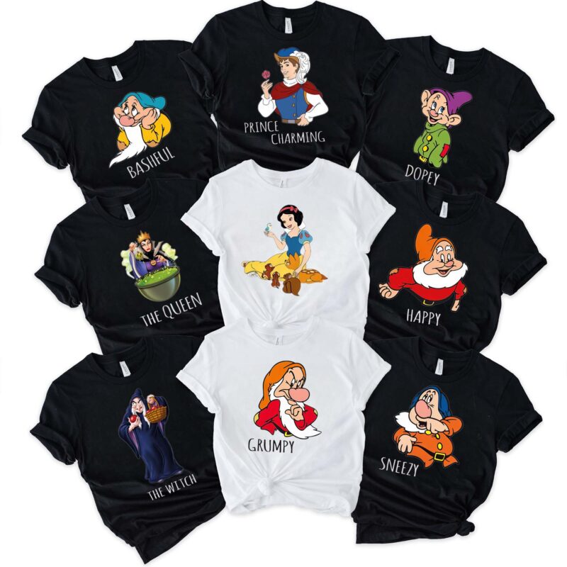 Snow White Seven Dwarfs Prince Charming Halloween Matching Family Shirt