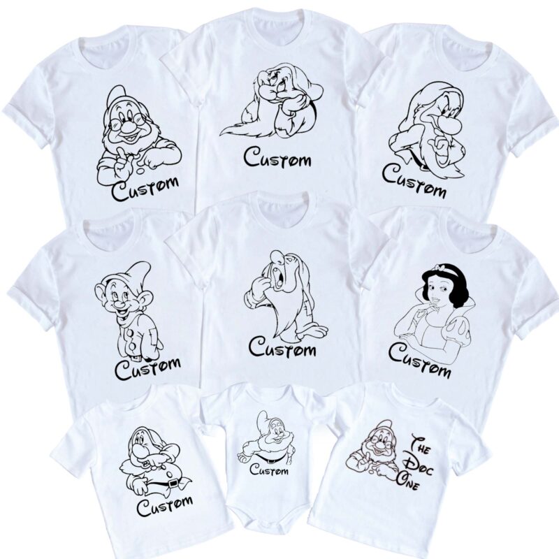 Custom Snow White Seven Dwarfs Halloween Party Group Matching Shirt