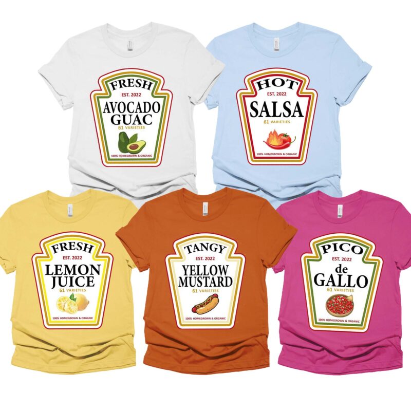 Custom Avocado Guac Salsa Lemon Juice Condiments Family Matching Shirt