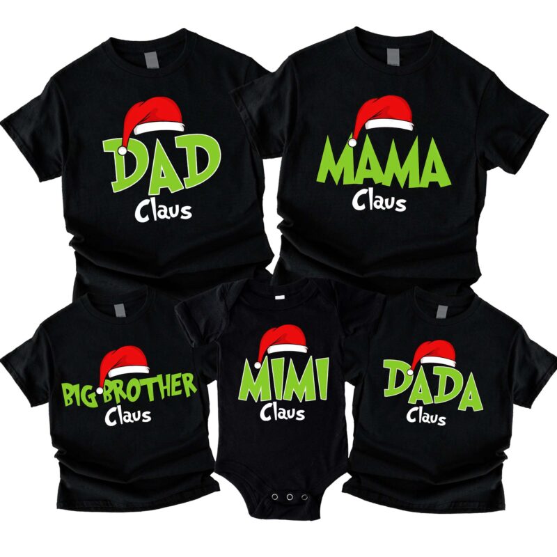 Custom Family Christmas Santa Hat Matching Christmas Shirt