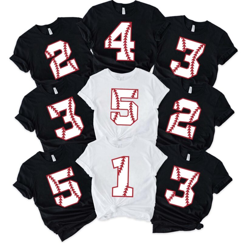 Custom Baseball Numbers Family Matching Birthday Shirt